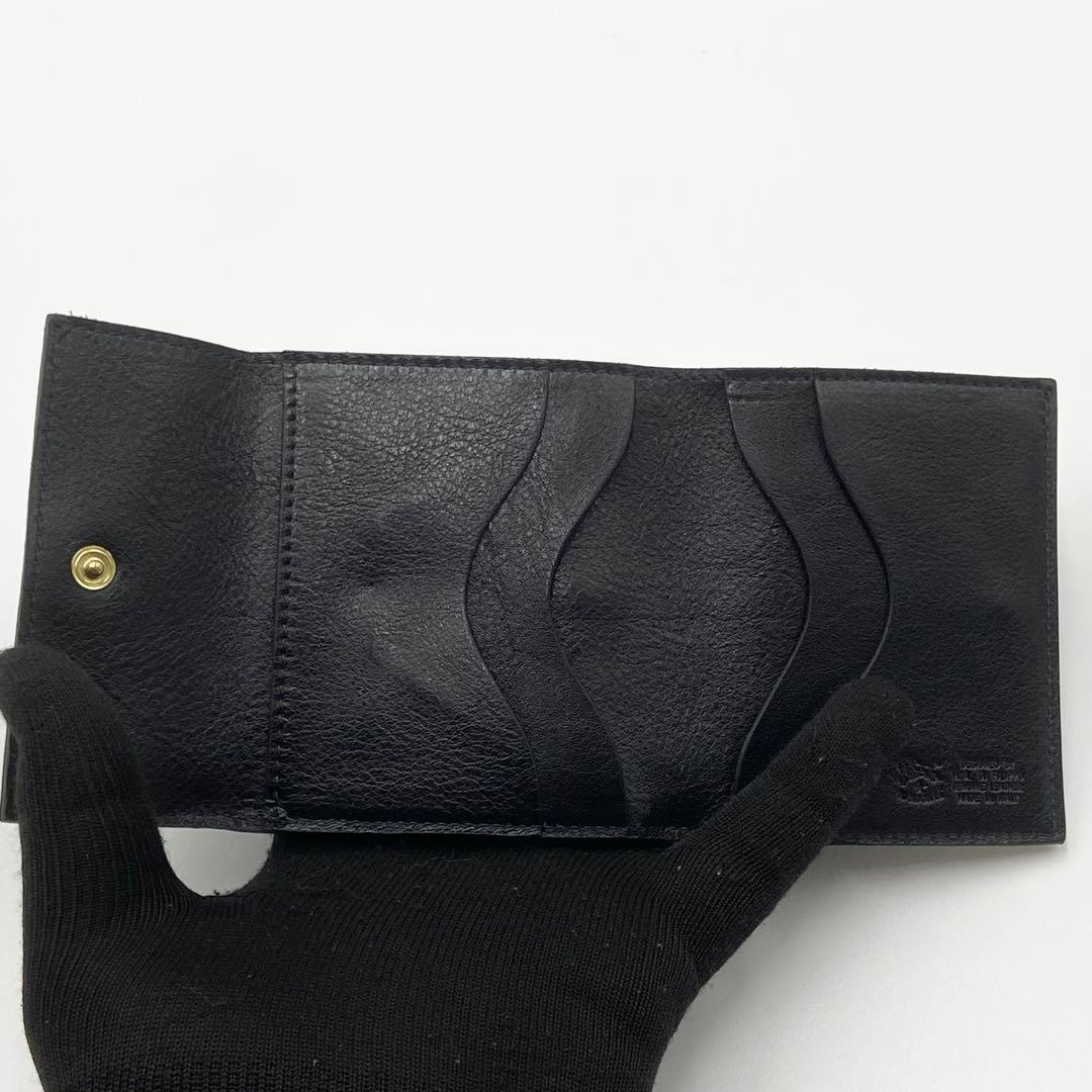 未使用　イルビゾンテ　折り財布　ロゴ刻印　フラップ　レザー　ブラック
