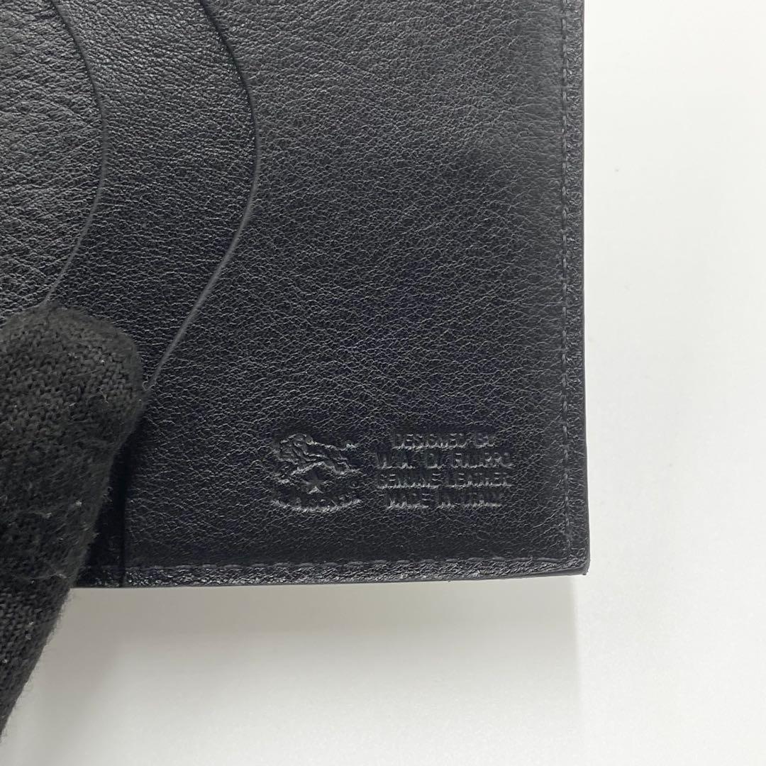未使用　イルビゾンテ　折り財布　ロゴ刻印　フラップ　レザー　ブラック