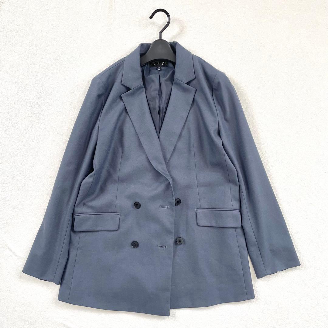 美品✨インディヴィ ダブル テーラードジャケット パンツ セットアップ スーツ