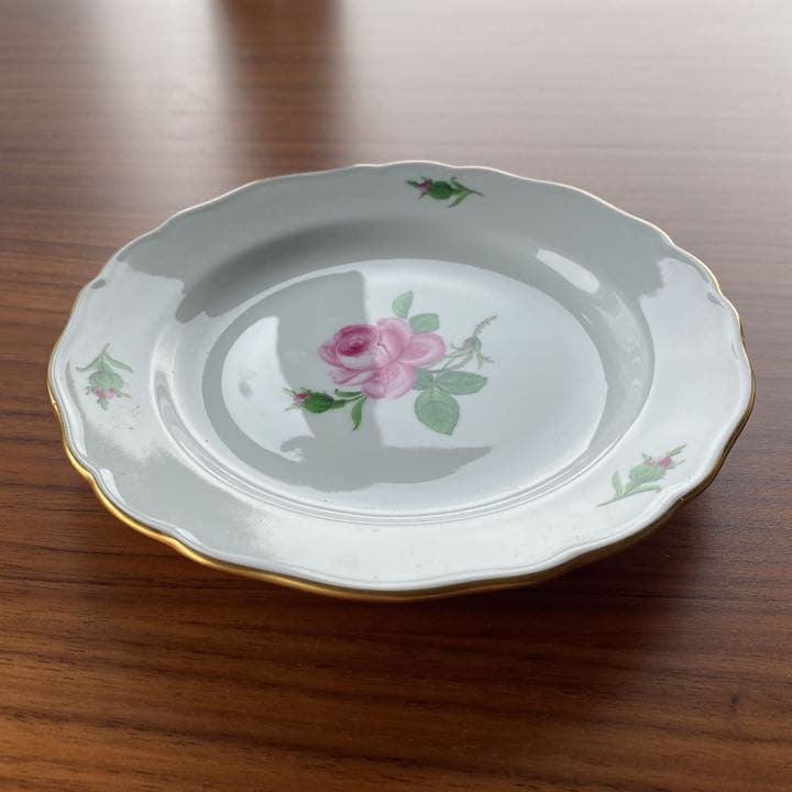 マイセン　ひとつ花　デザートプレート　ピンクローズ　2枚