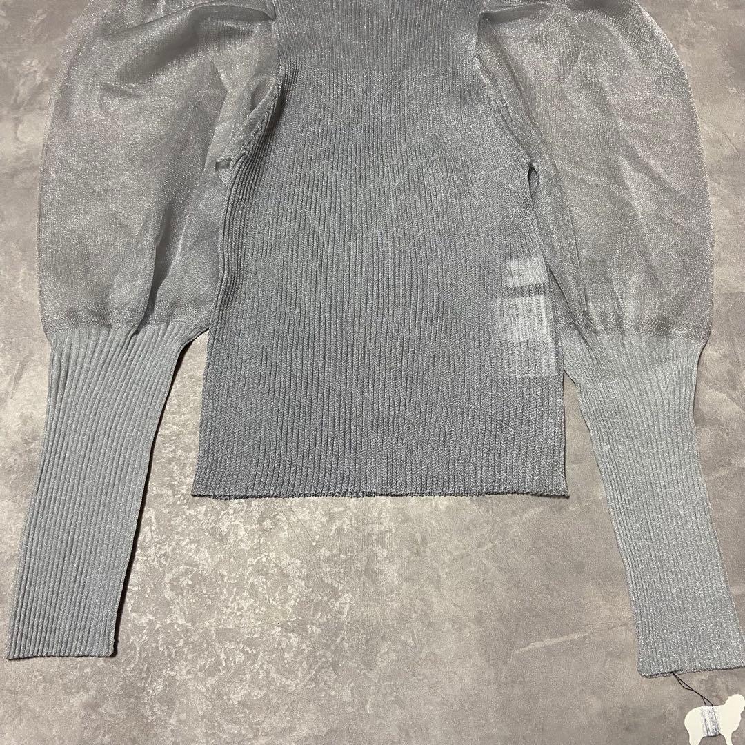 【未使用】ミュベール パフスリーブラメプルオーバー