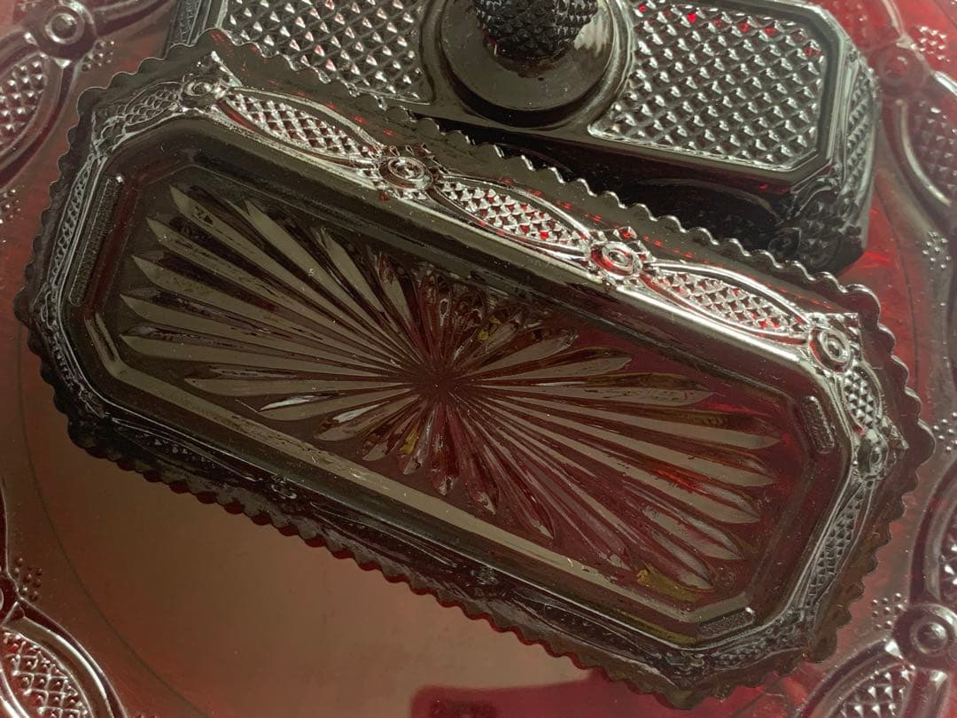 エイボン　1876ケープコッドガラス　ルビーレッド　AVON 3点セット