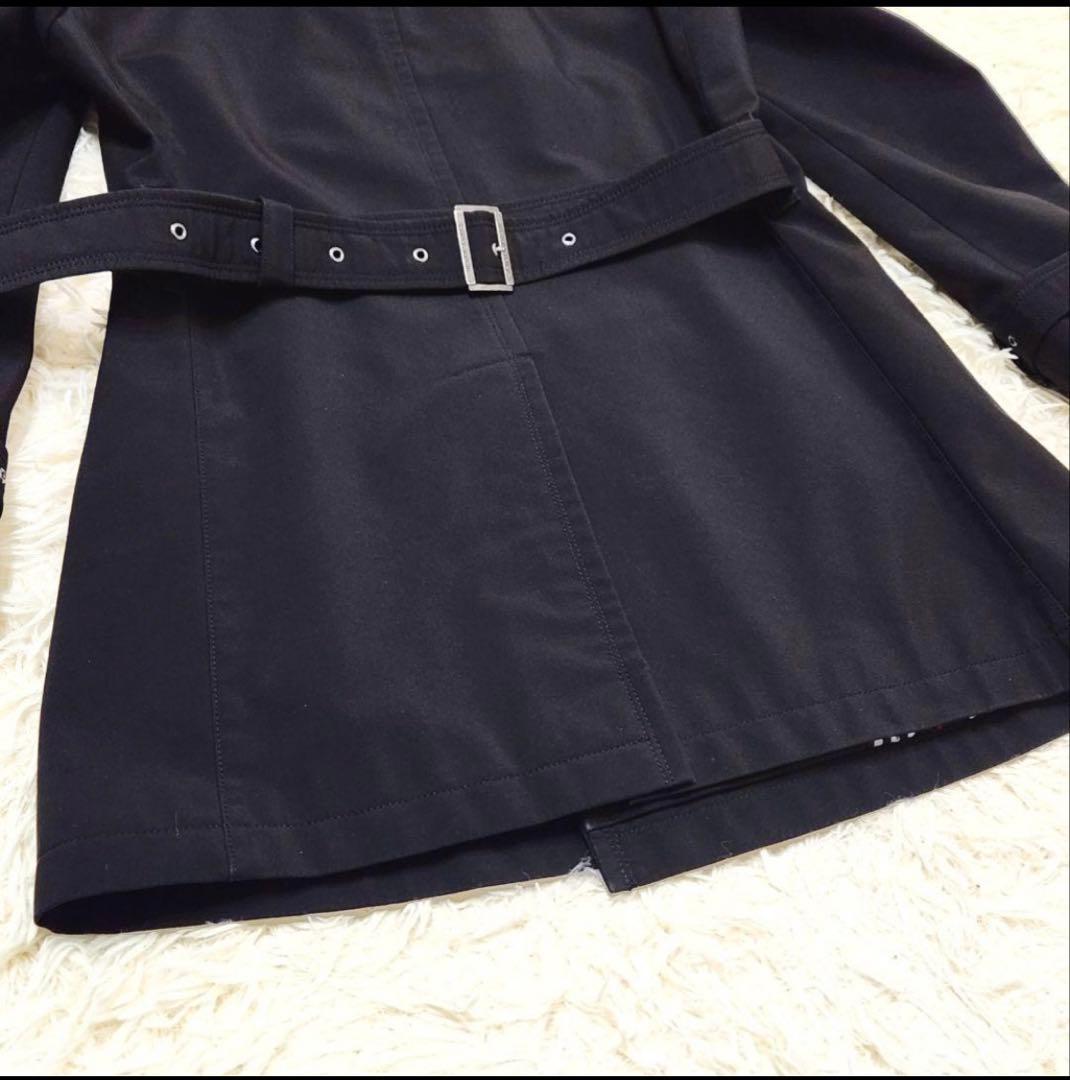 バーバリーブラックレーベル ダブル トレンチコート ノバチェック ブラック