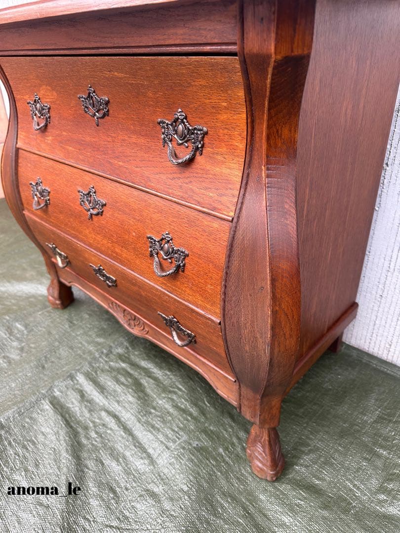 5007【チェスト】コモードチェスト　オーク　ボール＆クロウ　アンティーク