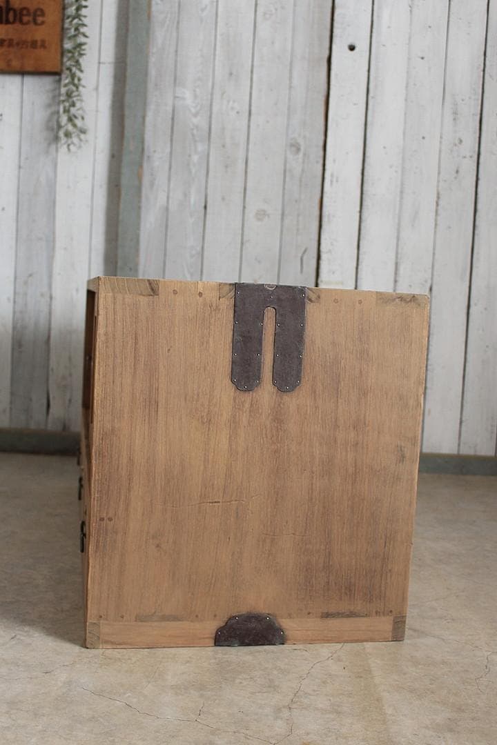 古いガラス戸棚×木製小引き出し3杯　ローチェスト　ローボード　古家具