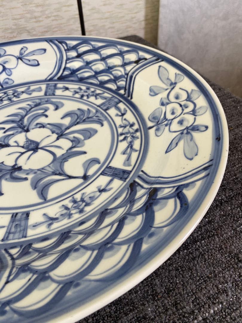 砥部焼　梅山窯　飾り皿　大皿　染付