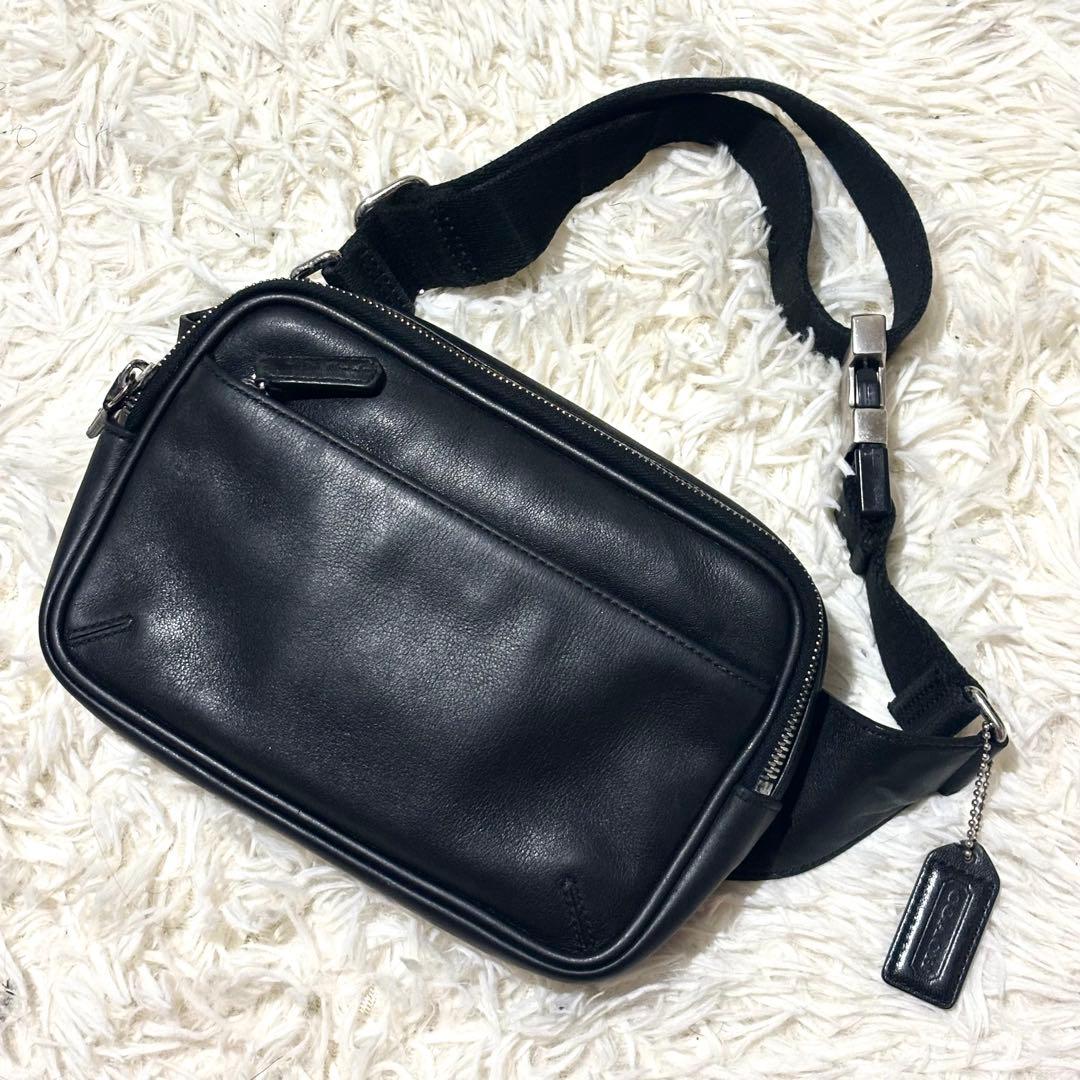 美品　COACH　ボディバッグ　ショルダーバッグ　ボディバッグ　レザー　ブラック