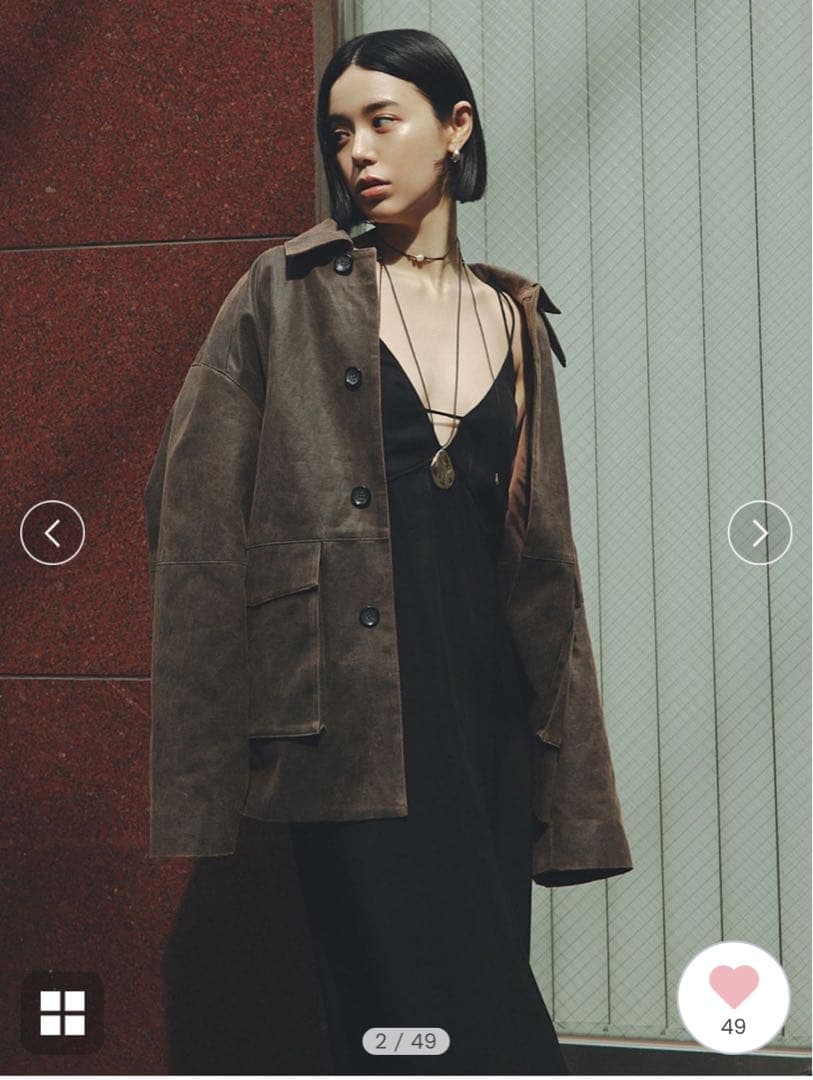 ミースロエ　フェイクレザーカバーオールジャケット　ブラウン