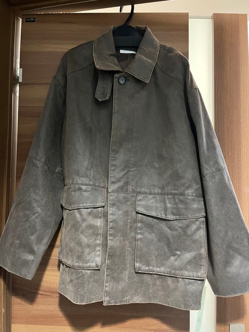 ミースロエ　フェイクレザーカバーオールジャケット　ブラウン