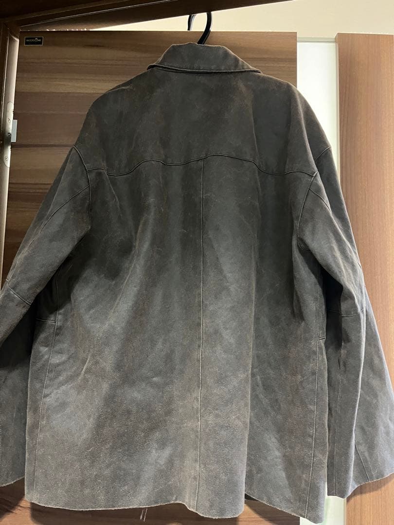 ミースロエ　フェイクレザーカバーオールジャケット　ブラウン