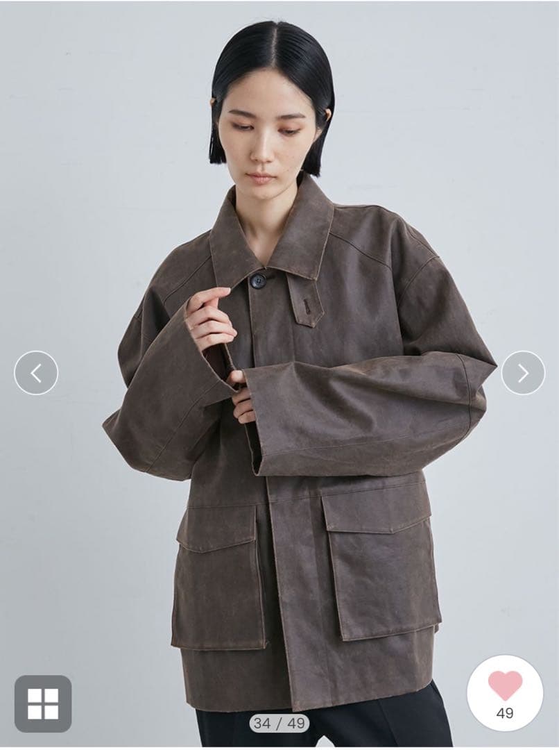 ミースロエ　フェイクレザーカバーオールジャケット　ブラウン