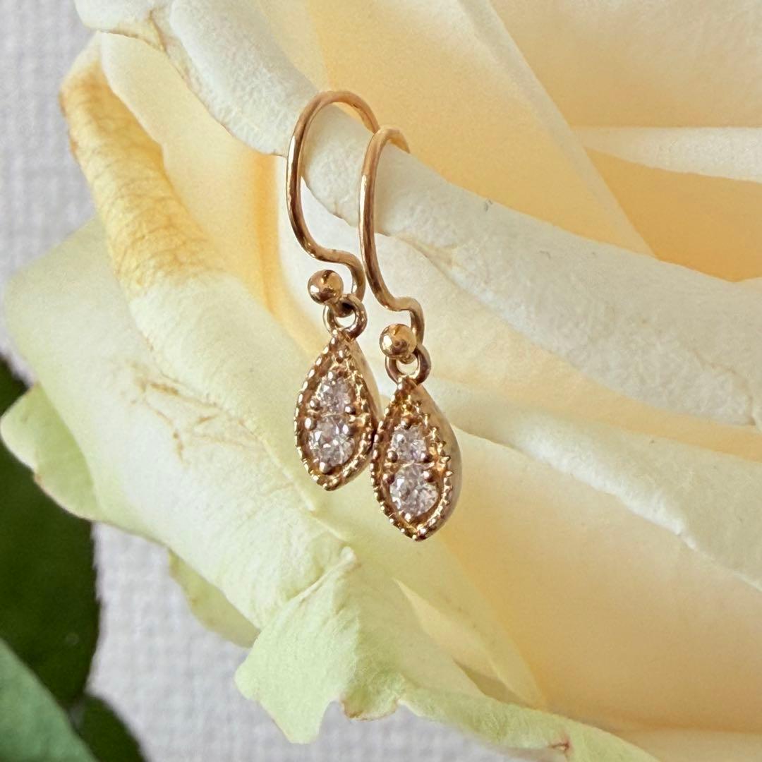 ete K18 S925 ミルグレイン　ピアス