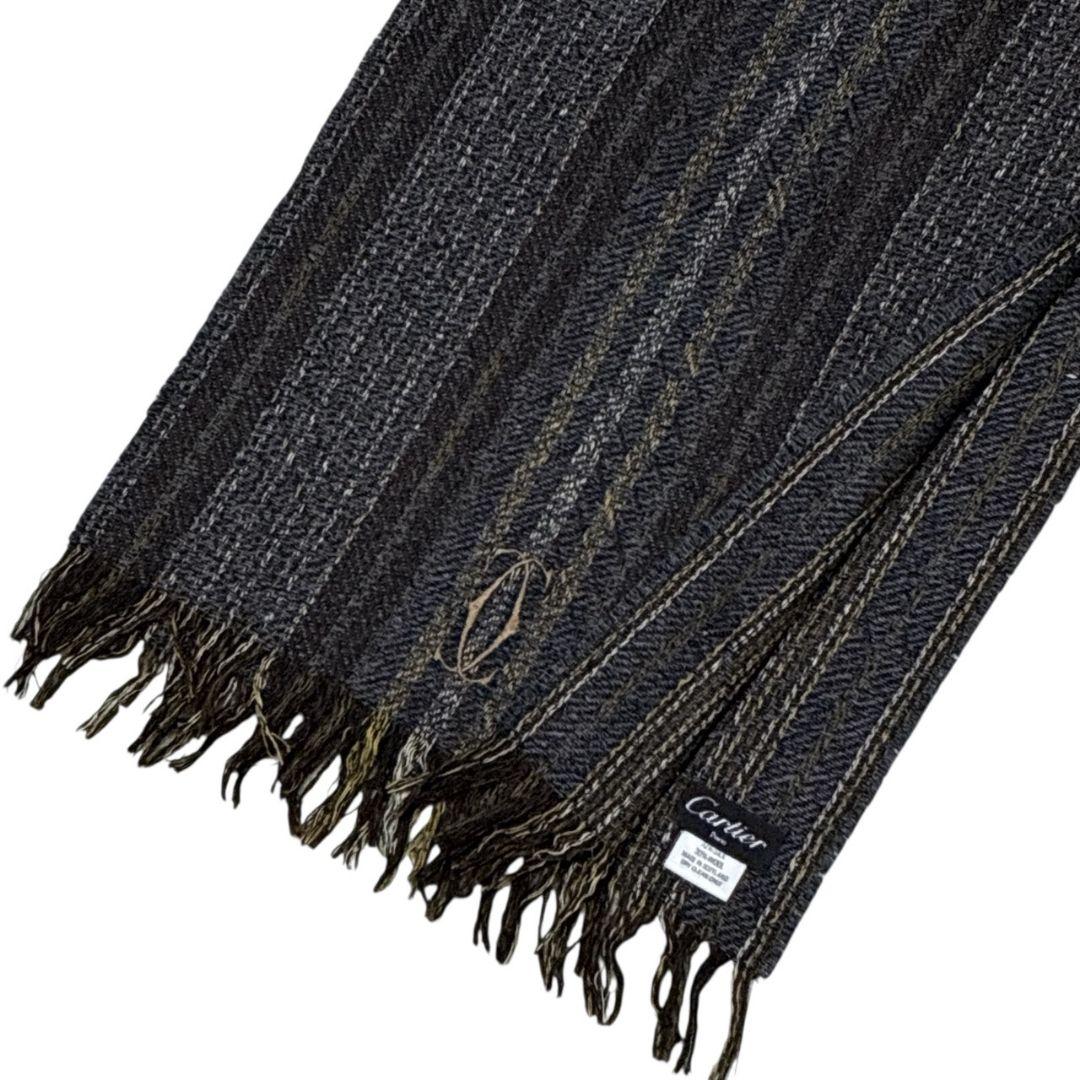 【美品】Cartie カルティエ シルク混 大幅ストール スコットランド製