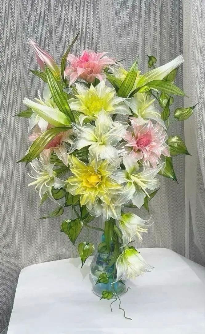 アメリカンフラワー　ディップフラワー　NO.170（八重咲百合・百合・グリーン）