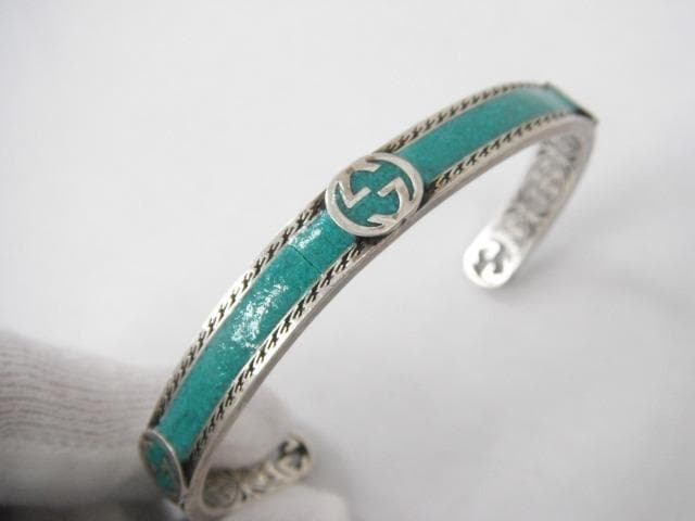 グッチ インターロッキングG ブレスレット ターコイズ バングル サイズ19　a