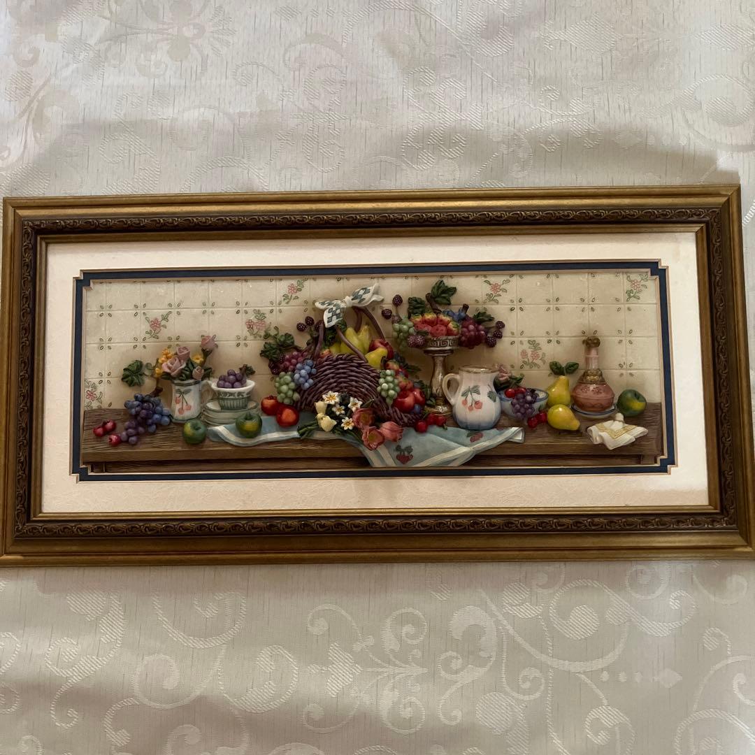 立体樹脂絵　インテリア　アンティーク 木製額