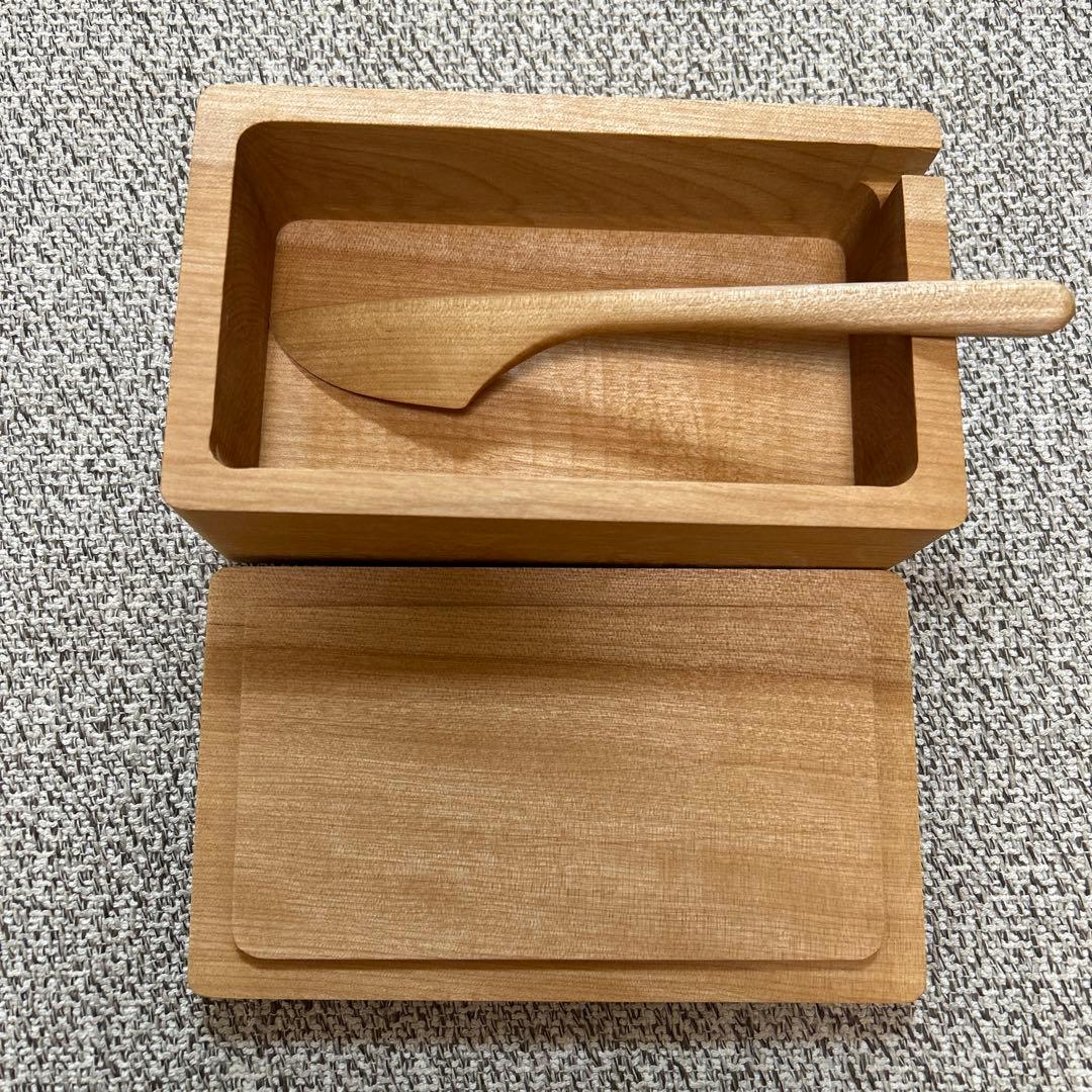 バターケース 木製 山桜　ナイフ付き バター 容器 バター入れ