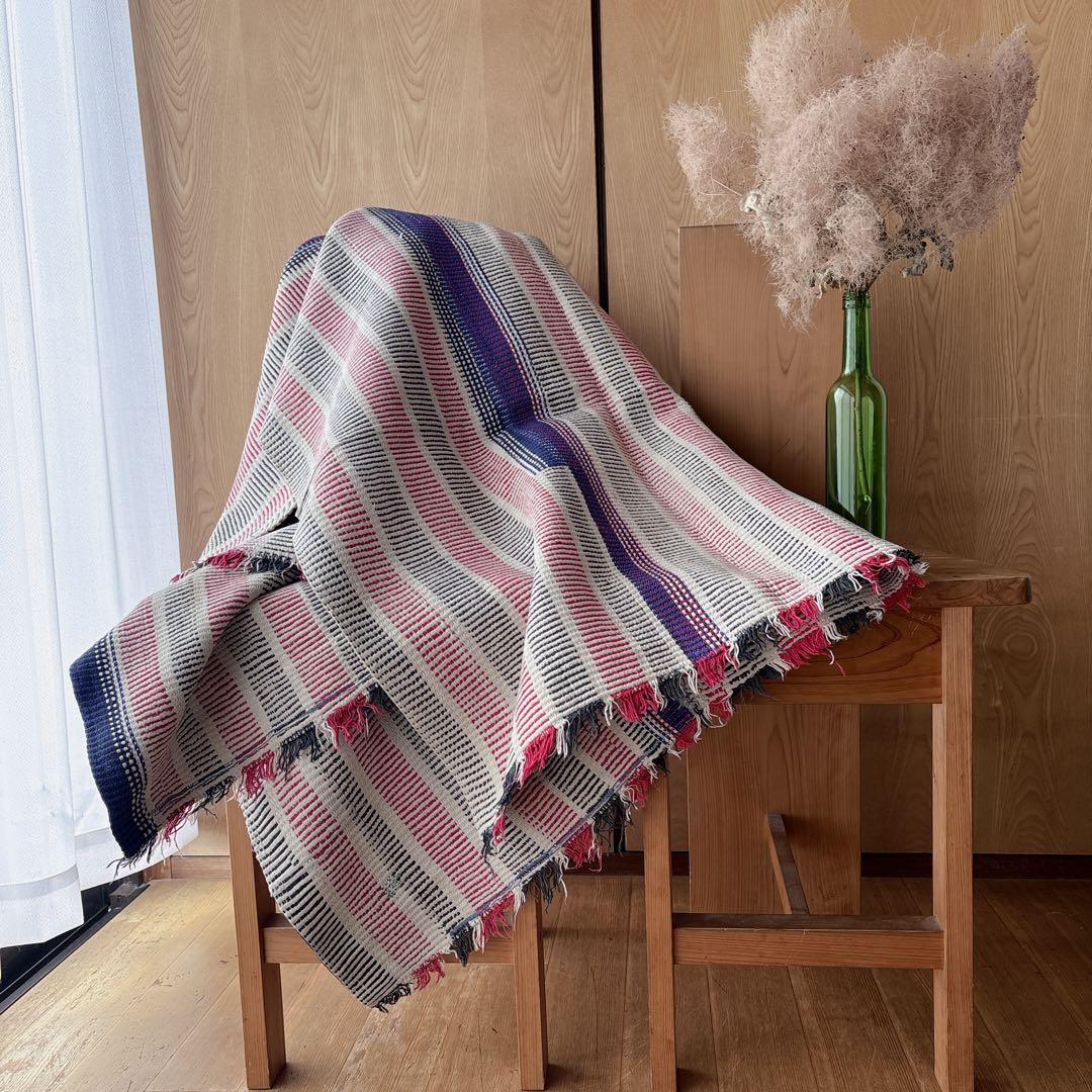 未使用＊ヴィンテージラリーキルト　ボーダーステッチ　マルチカバーカンタキルト