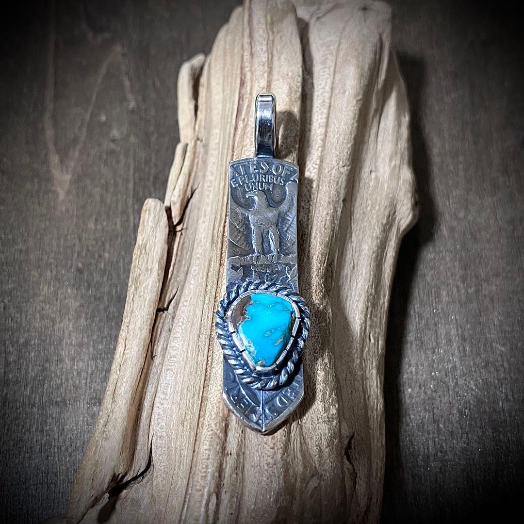 ロイストン　ターコイズ　ヴィンテージ　フェザー　シルバー　ネックレス