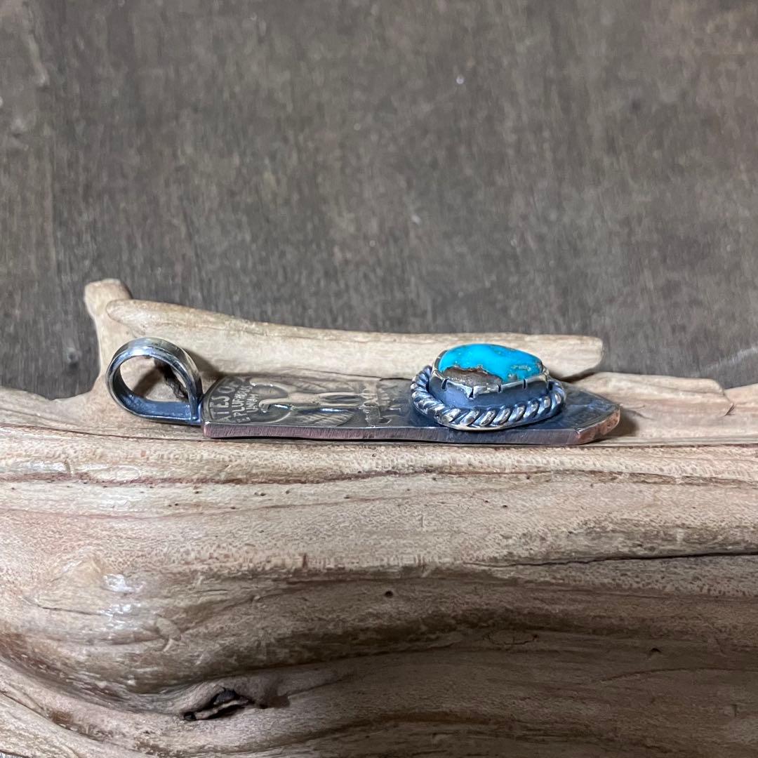 ロイストン　ターコイズ　ヴィンテージ　フェザー　シルバー　ネックレス