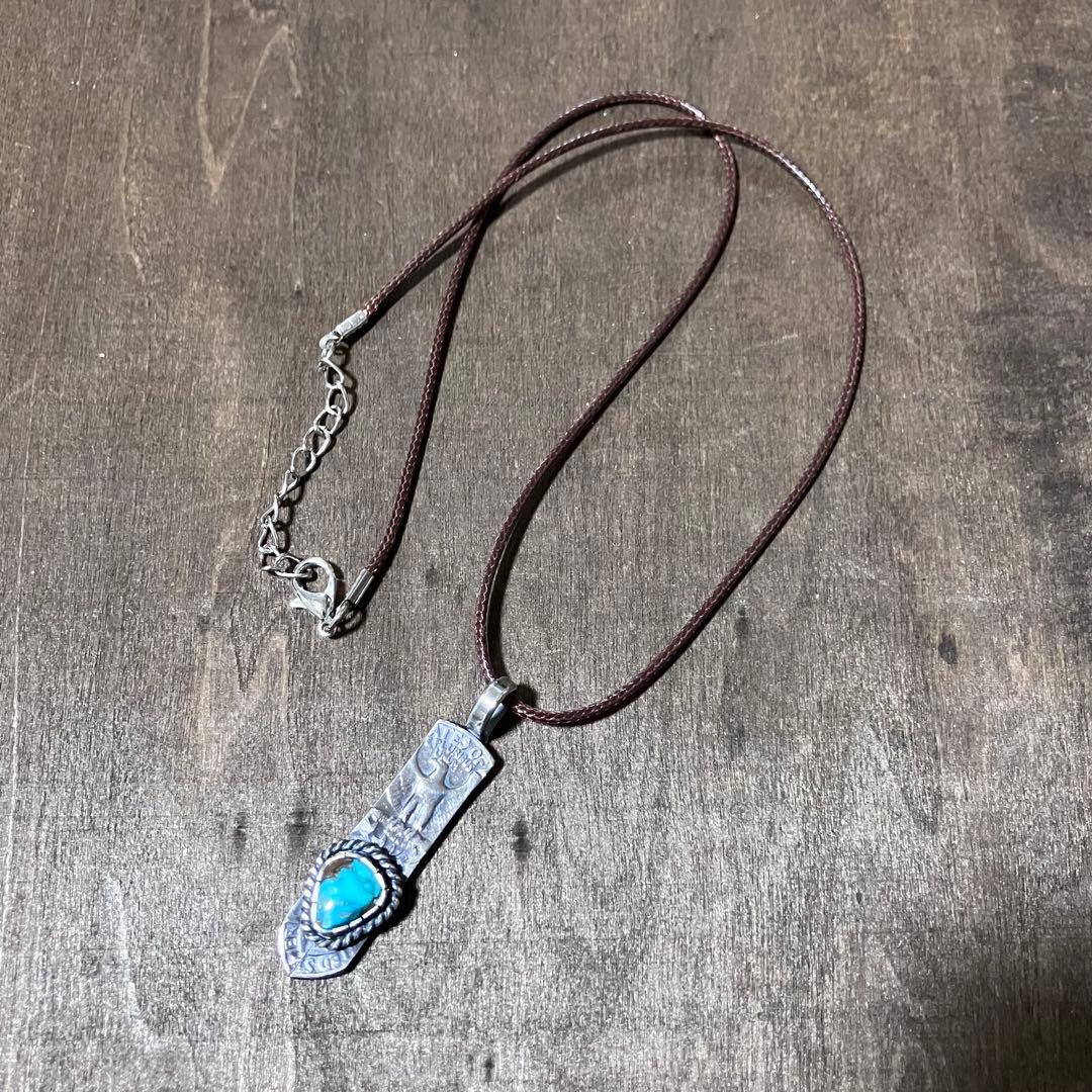 ロイストン　ターコイズ　ヴィンテージ　フェザー　シルバー　ネックレス