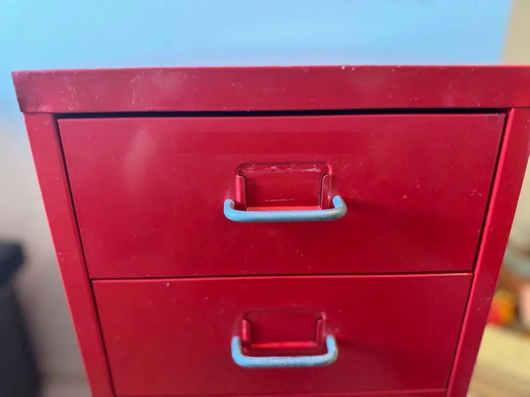 <廃盤>赤 レッド IKEA ヘルメル引き出しユニット　キャスターなし