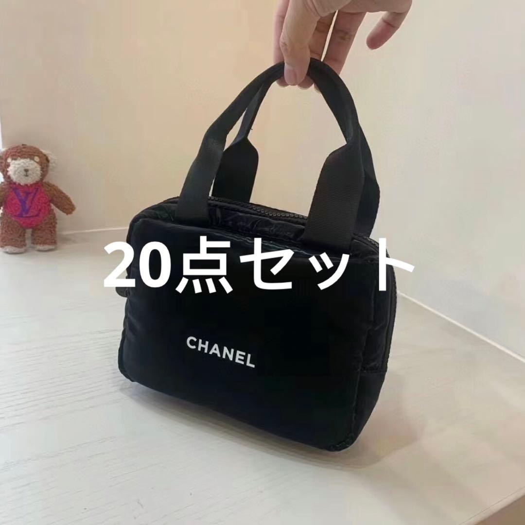 シャネル 化粧ポーチ ソフトクッションポーチ ノーベルティ 大容量 黒 セット