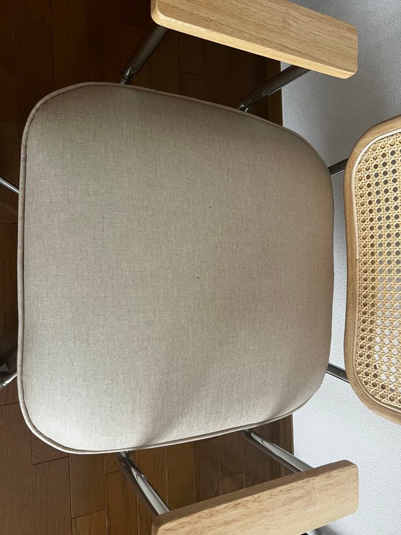 LOWYA ロウヤ　ラタン調デスクチェア　ワークチェア　キャスター付き　ベージュ