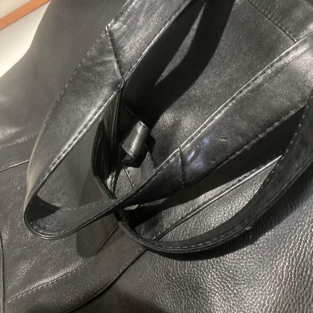 希少　レア　マリメッコ　トートバッグ　オールレザー　A4収納　肩掛け　黒　大容量