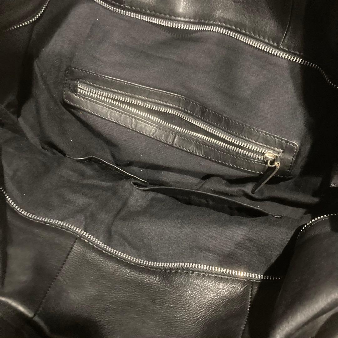 希少　レア　マリメッコ　トートバッグ　オールレザー　A4収納　肩掛け　黒　大容量