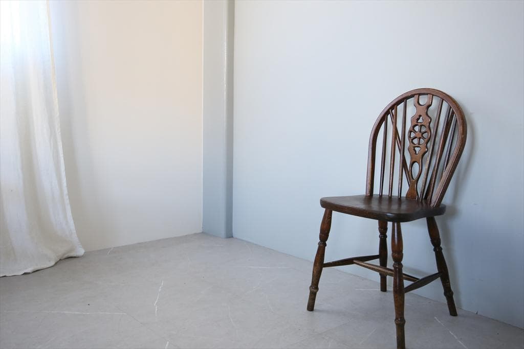 英国アンティーク木製ホイールバックチェア/ダイニングイス/椅子(92-37-1)