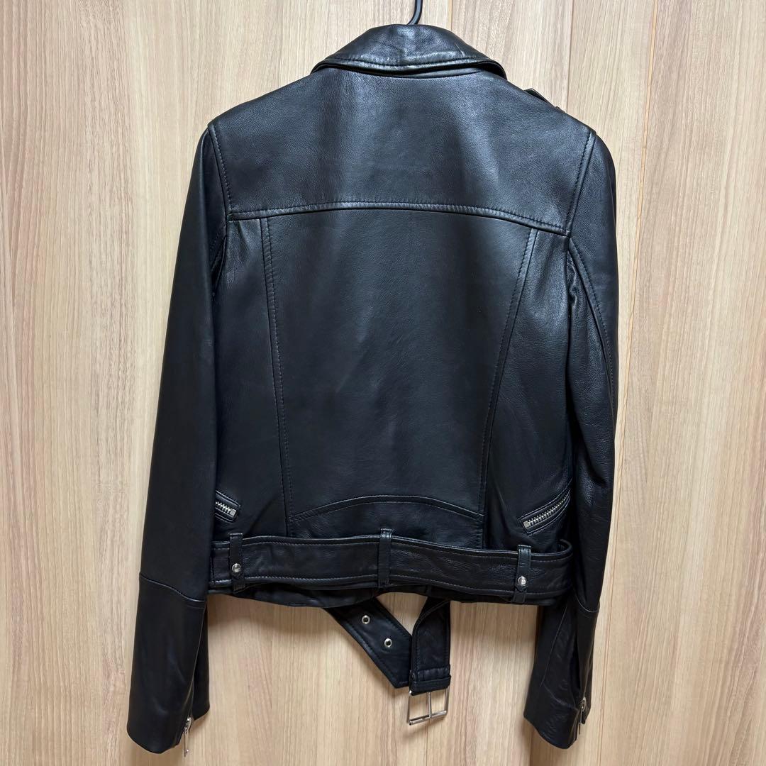 【未使用 本革】ZARA ブラック ライダースジャケット羊皮革 レディース M