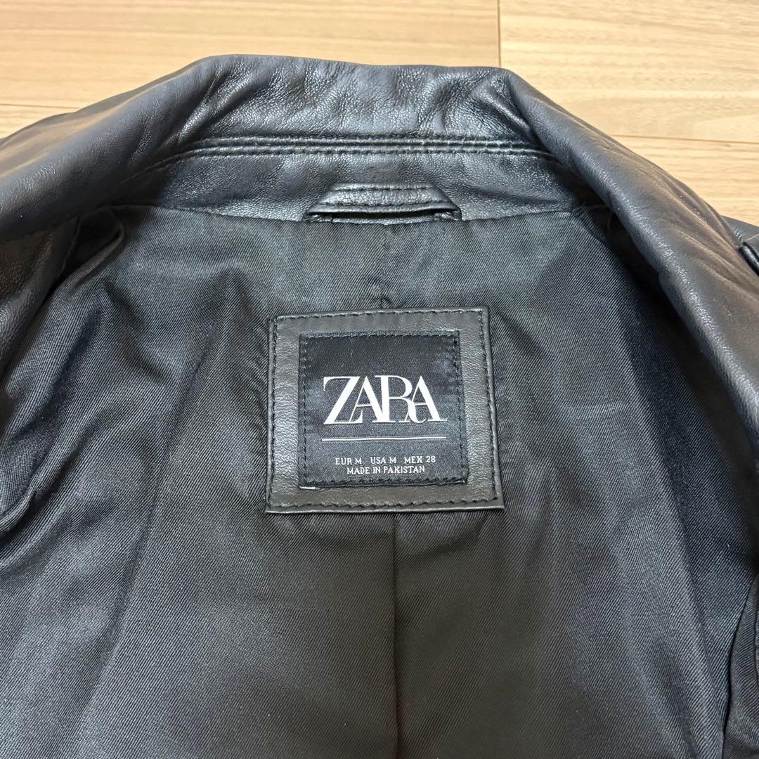 【未使用 本革】ZARA ブラック ライダースジャケット羊皮革 レディース M