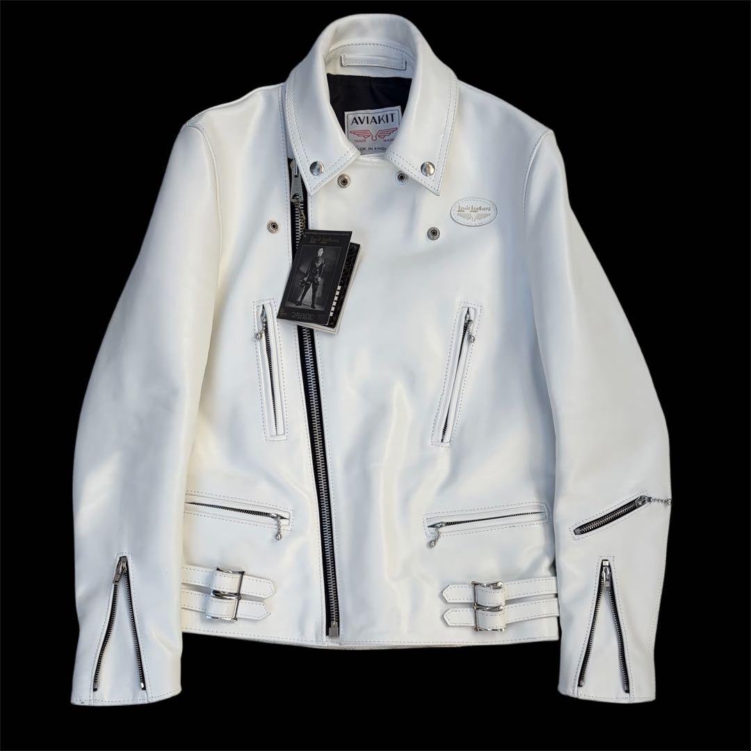 極美品 ルイスレザー ライトニング ホワイト ホースハイド タイトフィット36