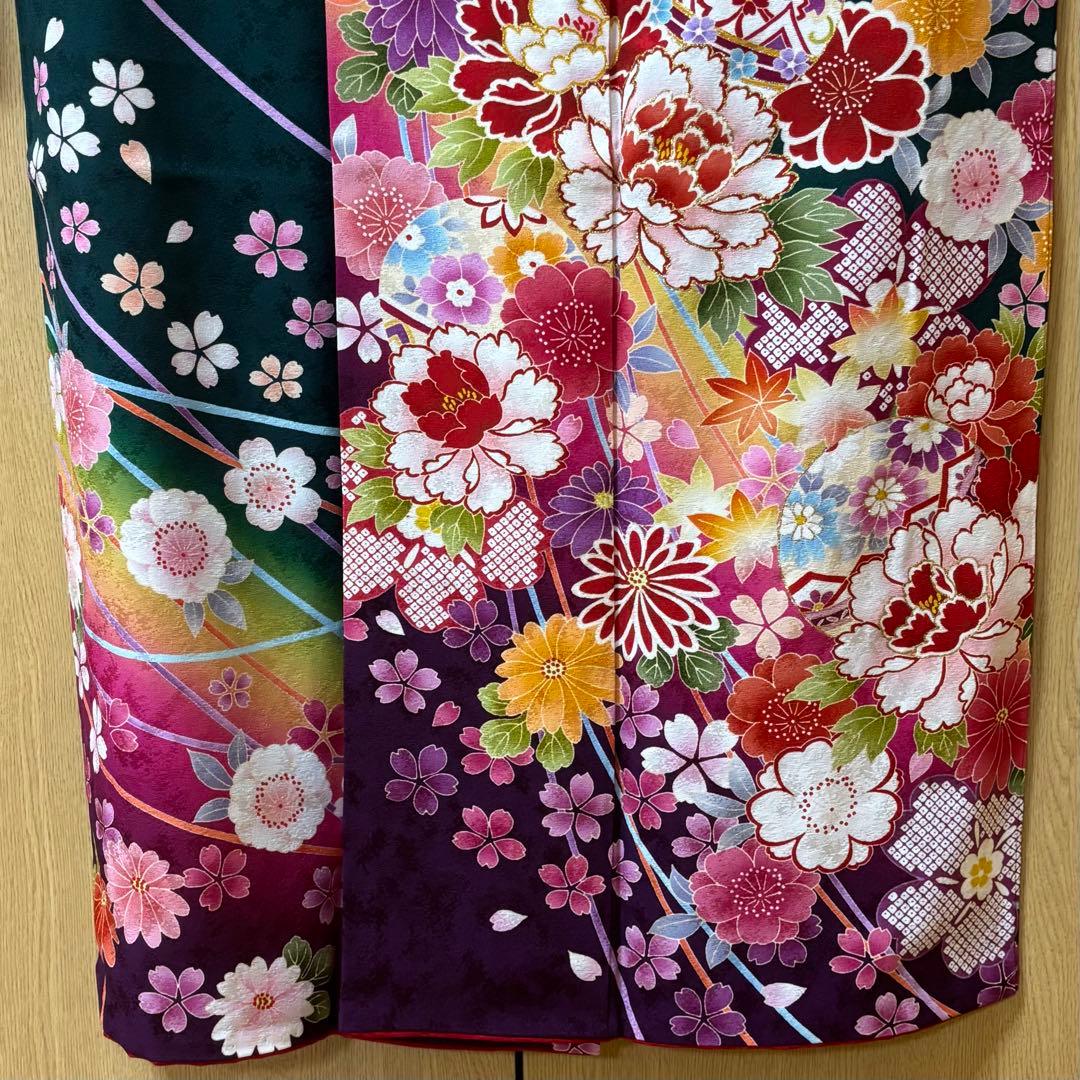 振袖　草履・バッグ・ファー・和装小物付き　正絹　京都きもの友禅　身丈160cm