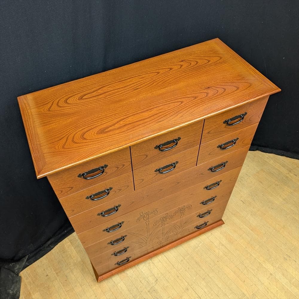 民芸家具　天然木　整理箪笥　箪笥　タンス　たんす　ハイチェスト　チェスト　引出し