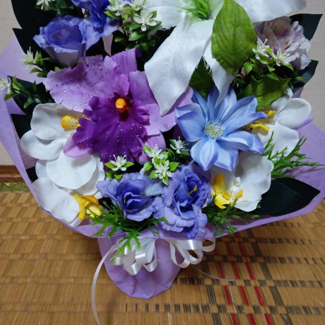 仏花　お供え花　初盆　造花　百合　カトレア　アレンジ