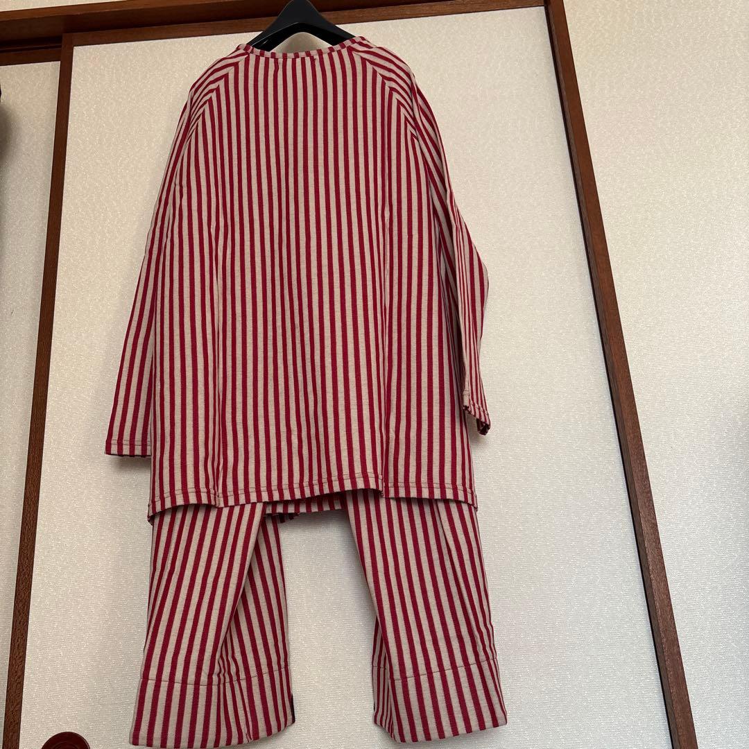新品　Atsuko Matano 赤ベージュストライプパジャマ