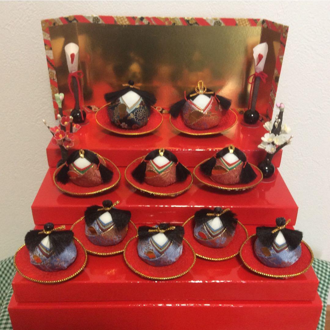 ちりめん金襴貝雛 3段飾り