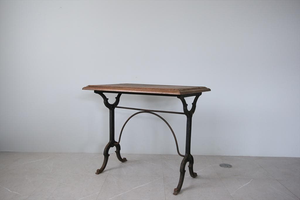 フランスアンティーク鉄脚カフェテーブル/ビストロ机/ダイニング飾り棚(86-96