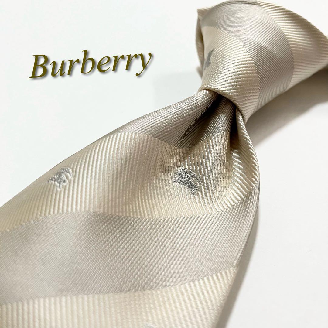 激レア★【美品】バーバリー ネクタイ ホースロゴ×ストライプ柄 シルク100%