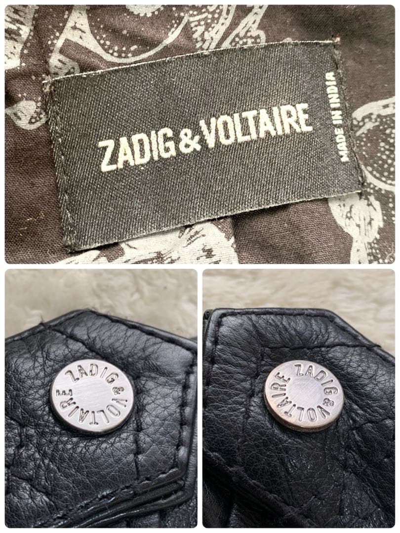 ✨美品✨ ZADIG&VOLTAIRE カウレザー ダブルライダース 星刺繍 黒