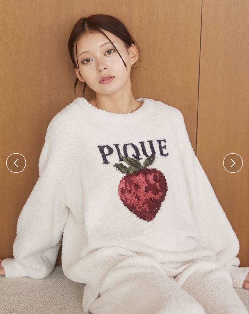 ジェラートピケ メランジストロベリージャガードプルオーバー&ロングパンツ