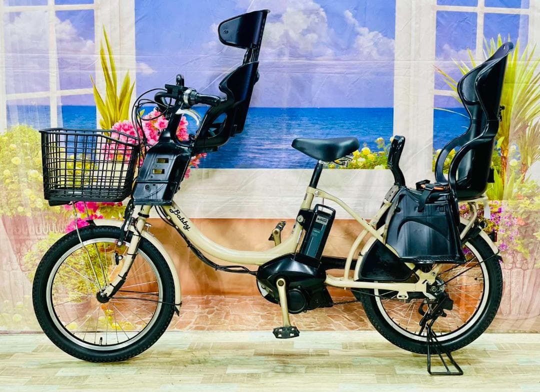 ヤマハPAS最上級バビー　マカロンラテ⭐️　子供乗せ電動アシスト自転車Y2131