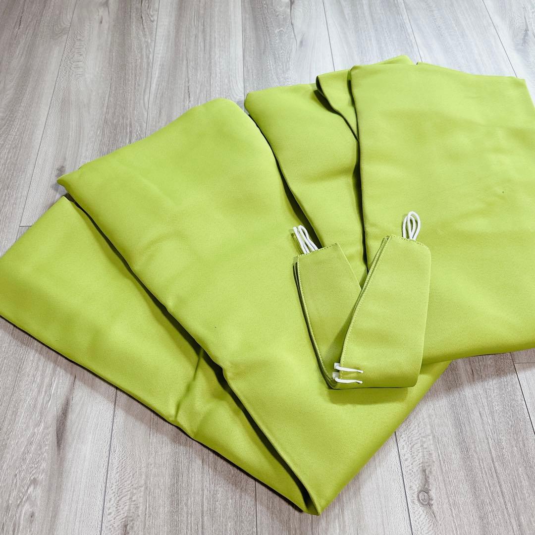 ♪カーテン 節電対策 黄緑 幅100×丈200cm ２枚セット 厚手カーテン