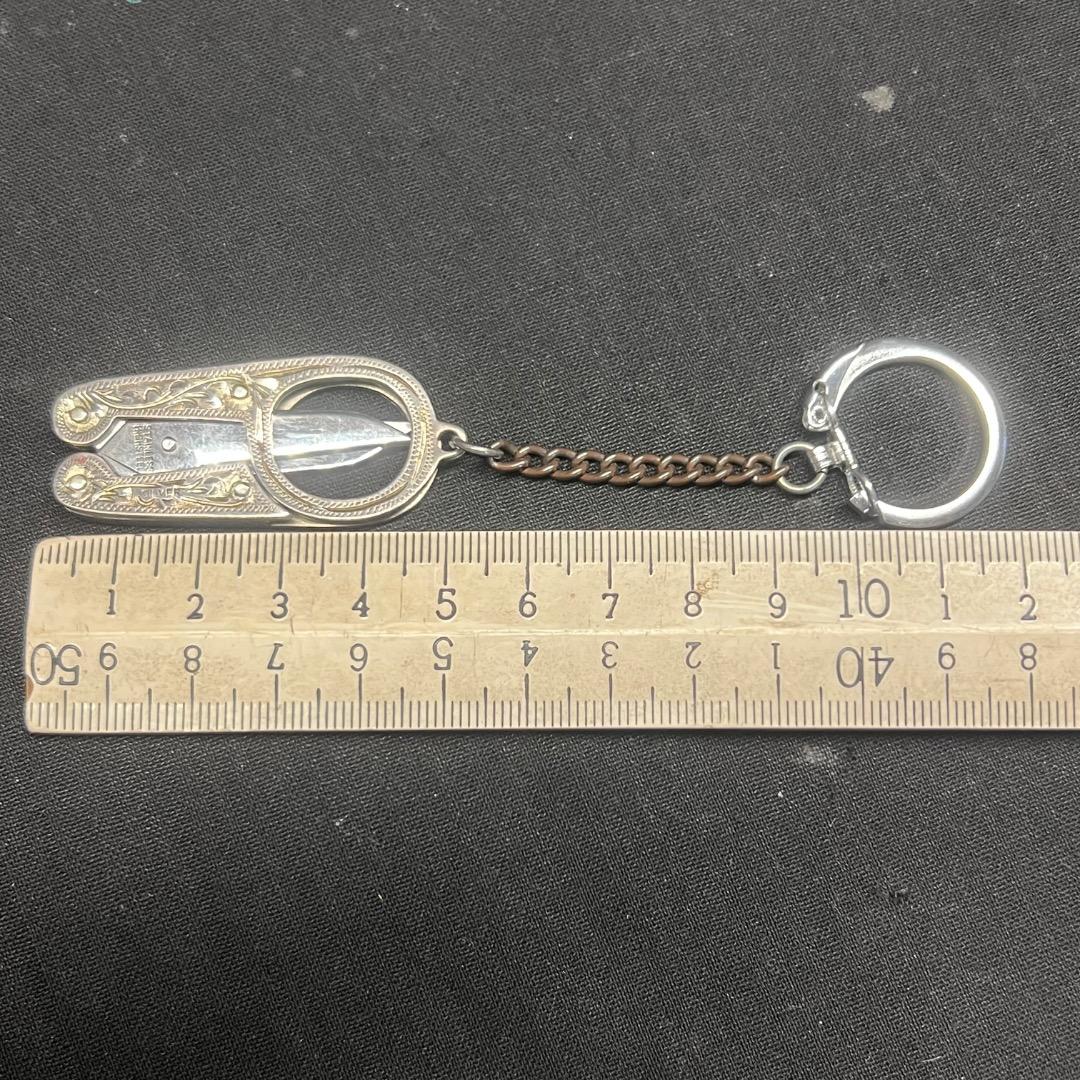 〇Bb右1183 ハサミ キーホルダー ステンレス製 シルバー　藤本ナイフ