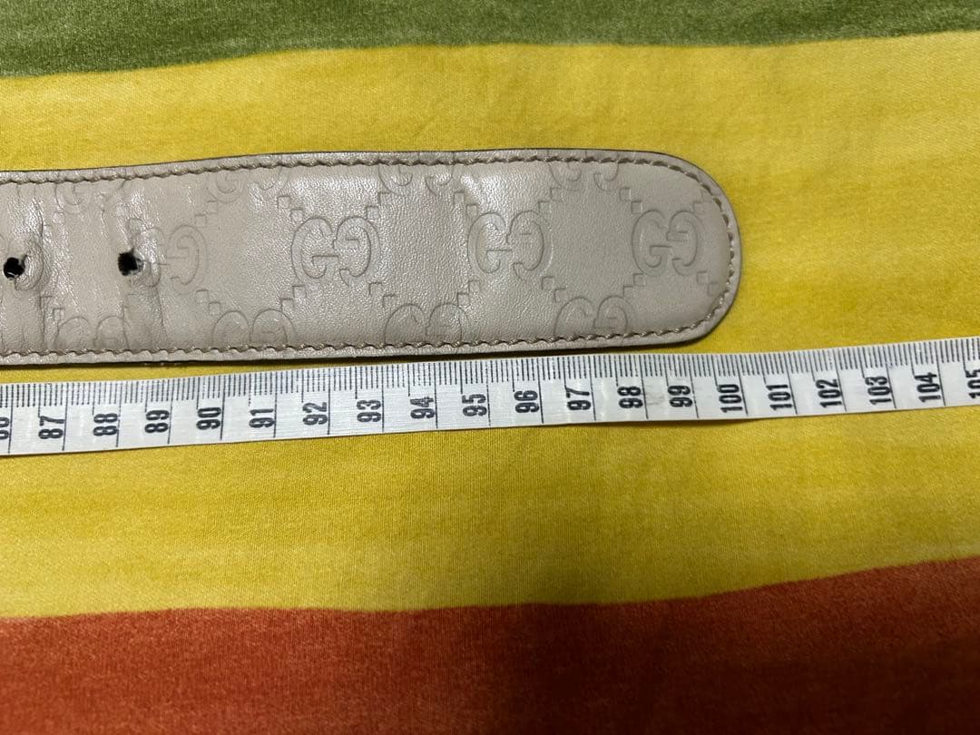 GUCCI 白色 レザー ベルト　34