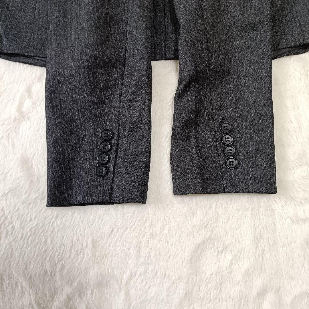 未使用級☆23区 パンツスーツ セットアップダークグレー ストライプ サイズ44