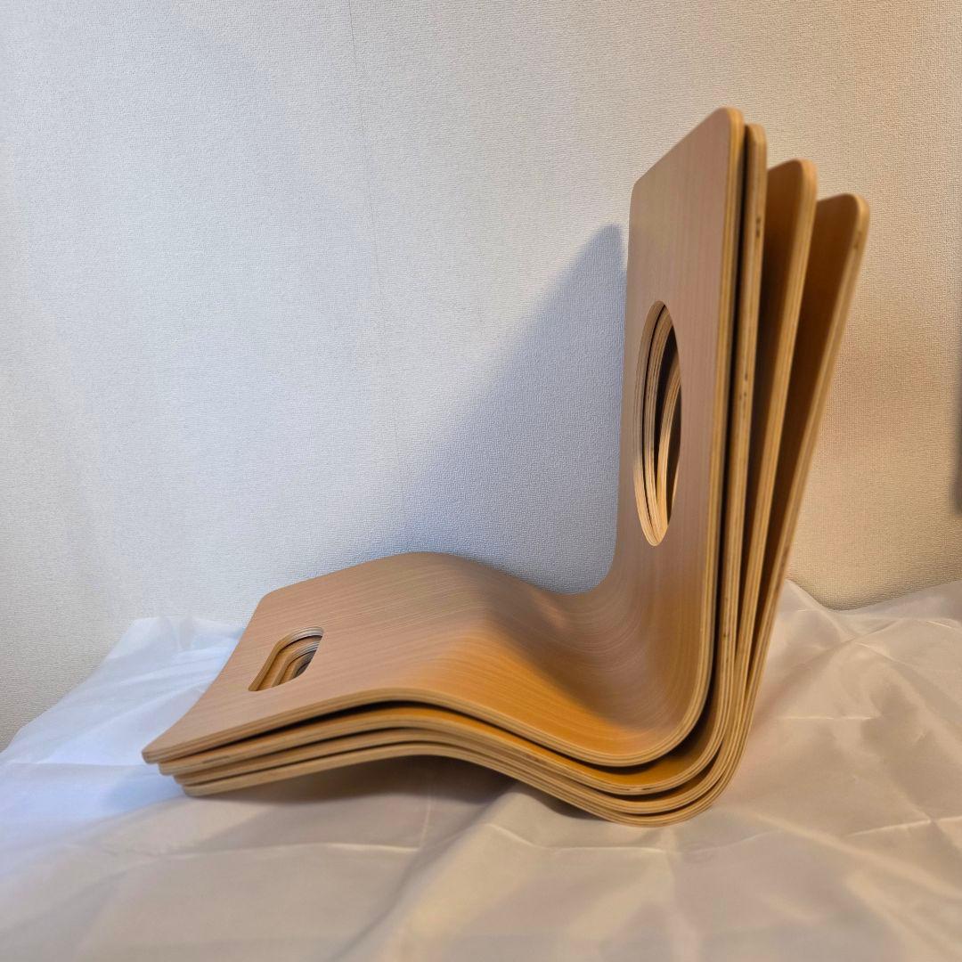 【美品】木製 座椅子 ４台まとめ売りセット 背もたれ付 和モダン ブラウン 茶色