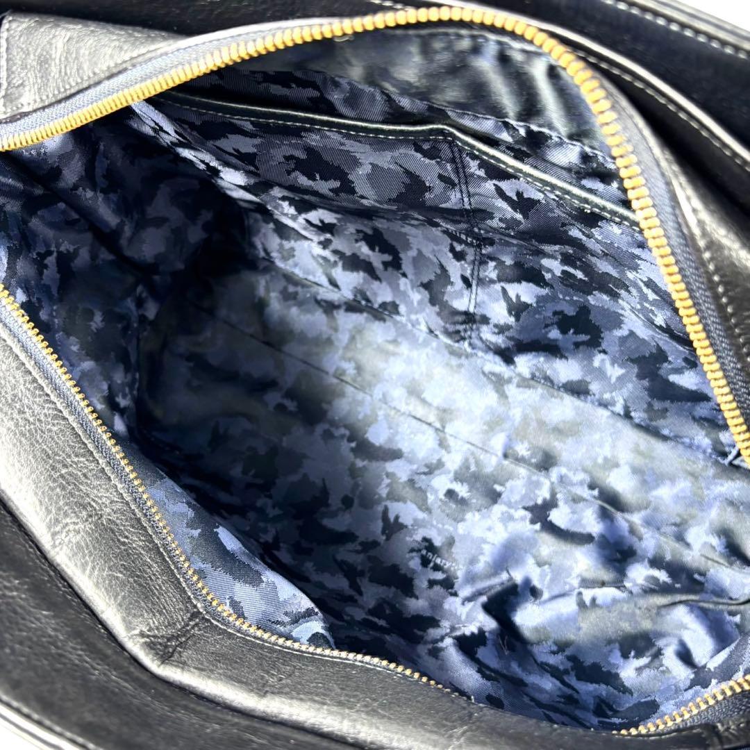 ✨美品✨アニアリ トートバッグ アンティークレザー A4可 カモフラ ブラック